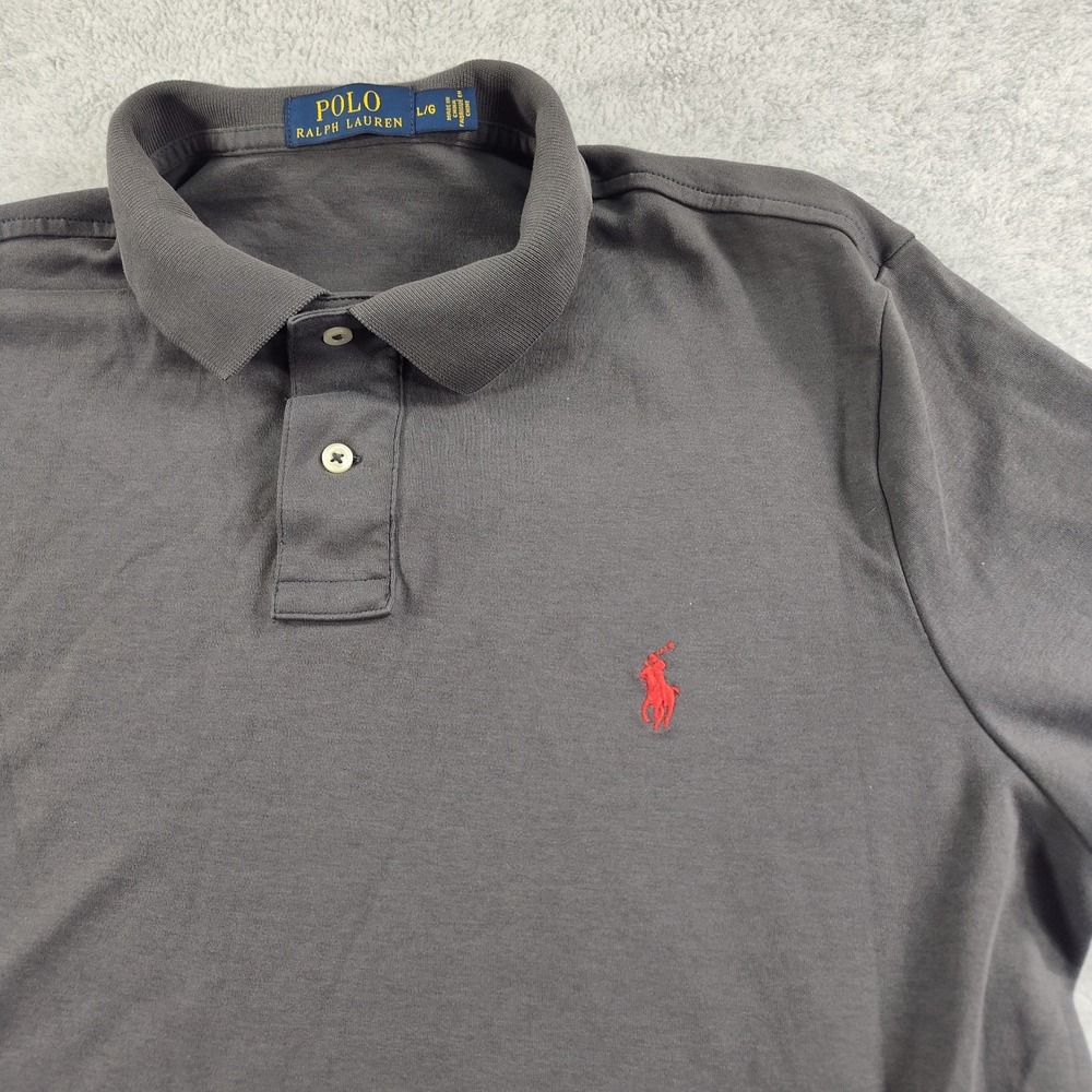 Polo by Ralph Lauren Gray Cotton Polo Shirt Size Large Custom Fit BB7.15E-3582